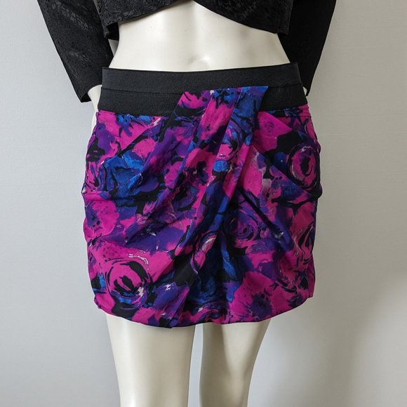 Armani Exchange - Vibrant Pink/Blue Wrap Front Mini Skirt - Size 4 - Picture 1 of 6